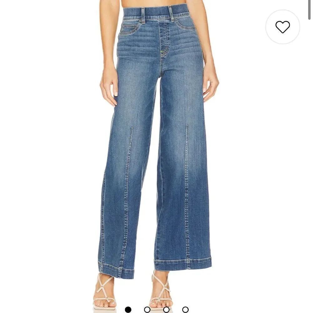 NWT SPANX Seamed Front Wide Leg Jean in Vintage Indigo Women’s SIZE LRG TALL